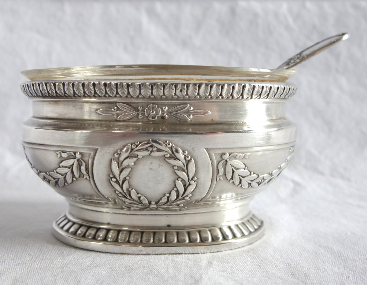 Puiforcat : Pair Of Empire Style Sterling Silver And Vermeil Salt Cellars-photo-2