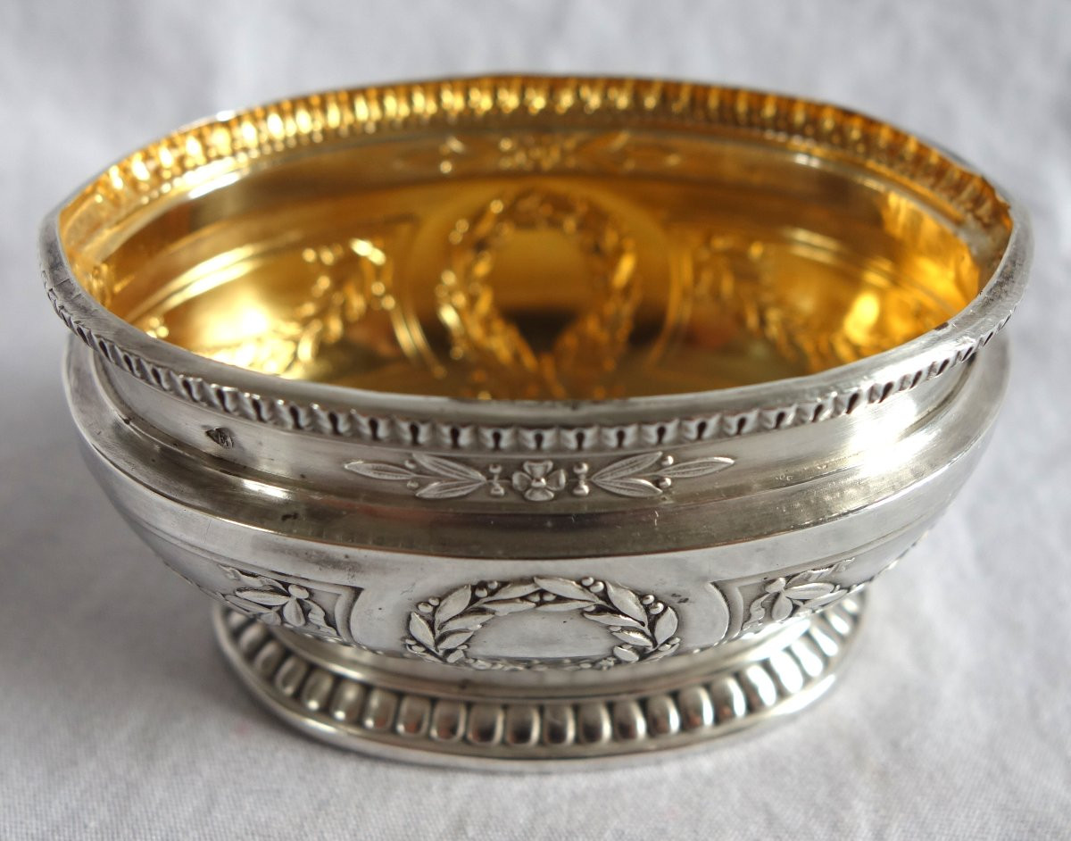 Puiforcat : Pair Of Empire Style Sterling Silver And Vermeil Salt Cellars-photo-1
