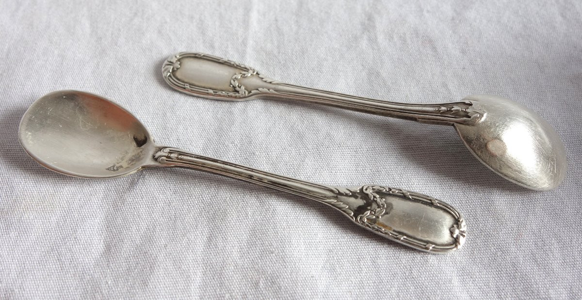 Puiforcat : Pair Of Empire Style Sterling Silver And Vermeil Salt Cellars-photo-4