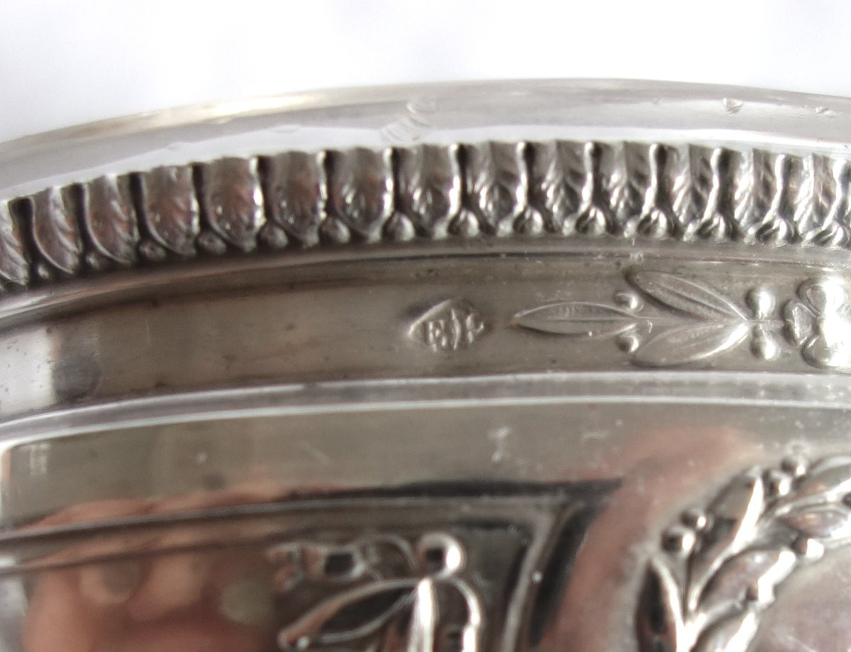 Puiforcat : Pair Of Empire Style Sterling Silver And Vermeil Salt Cellars-photo-7