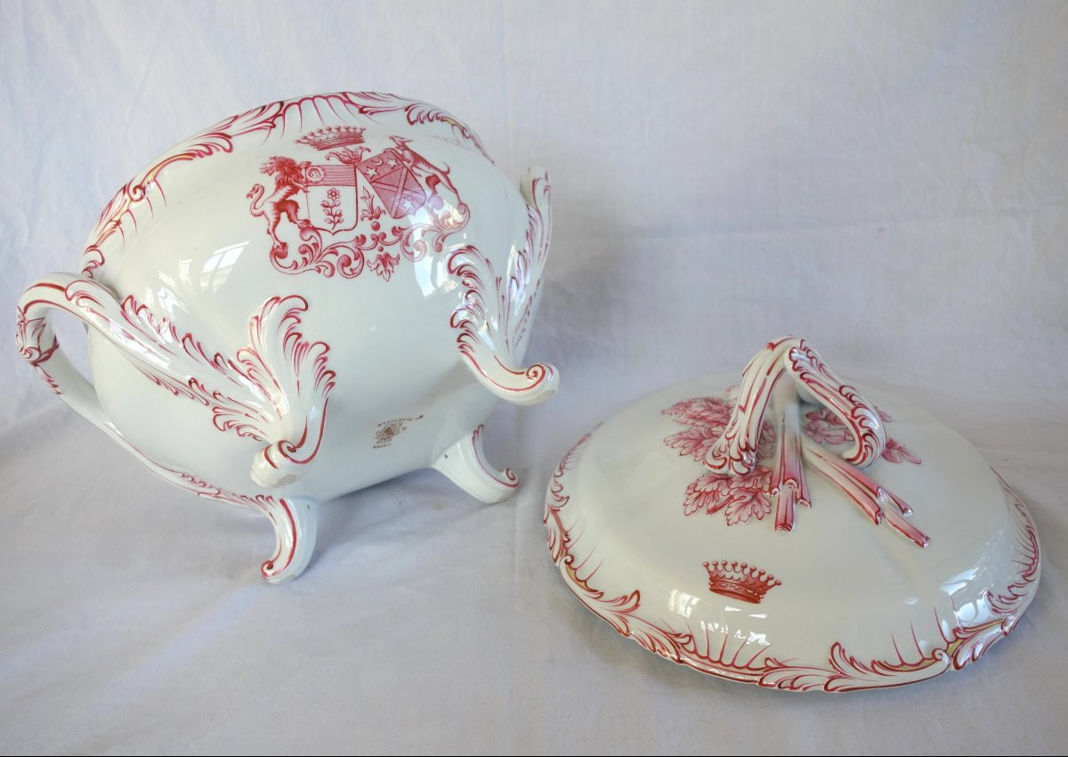 Lunéville - Earthenware Vegetable Dish With Double Comital Coat Of Arms - Late 19th Century -photo-3