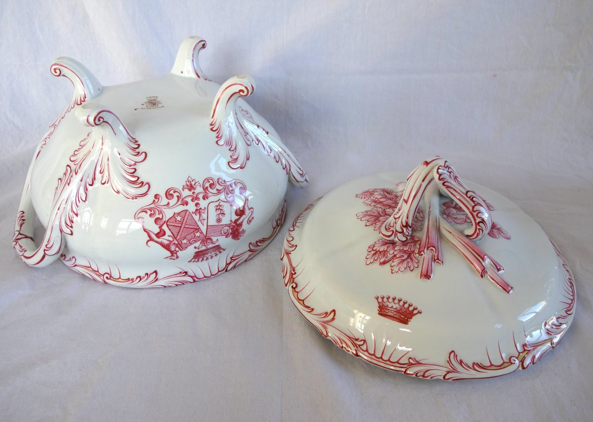 Lunéville - Earthenware Vegetable Dish With Double Comital Coat Of Arms - Late 19th Century -photo-8