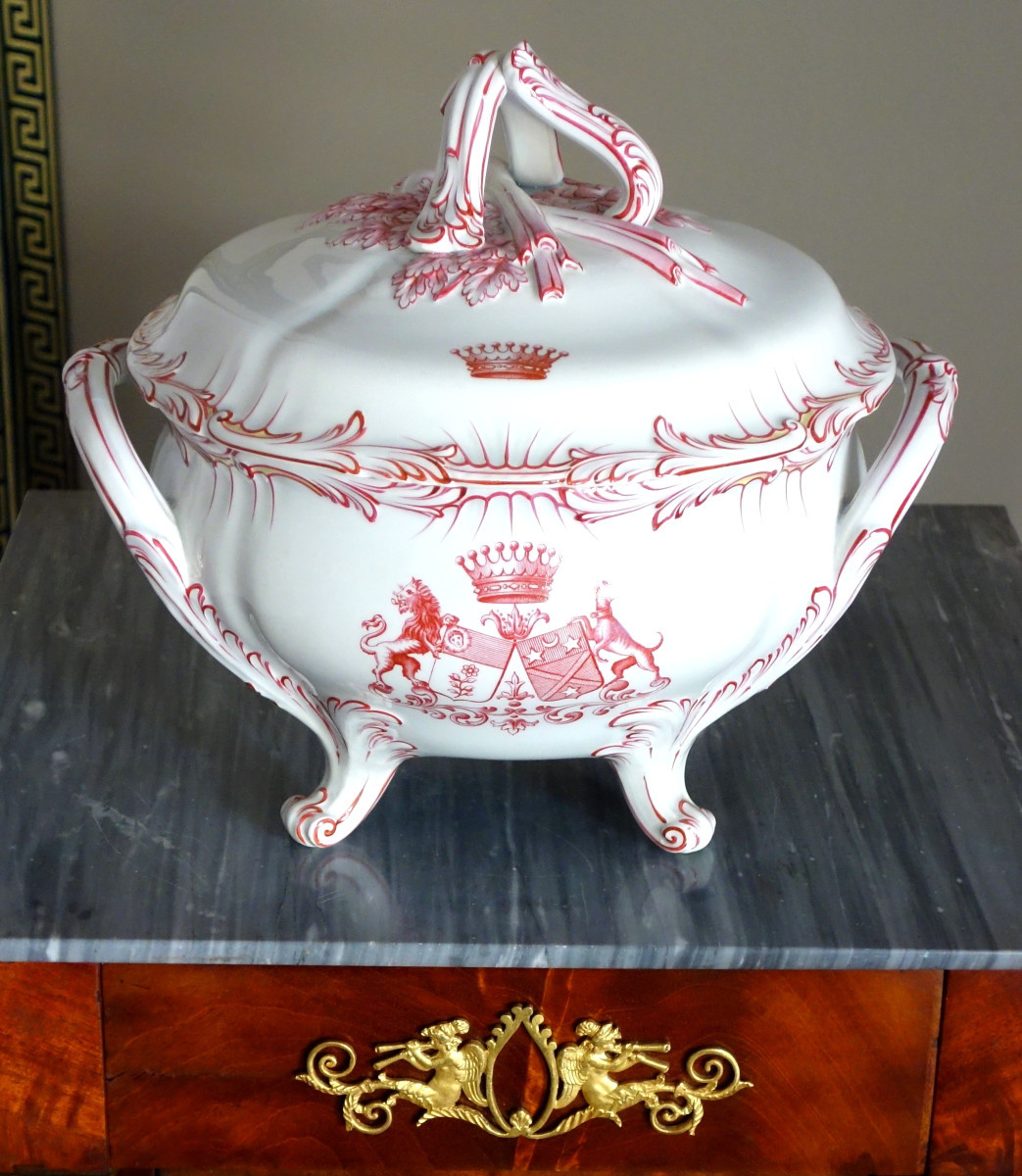 Lunéville - Earthenware Vegetable Dish With Double Comital Coat Of Arms - Late 19th Century 