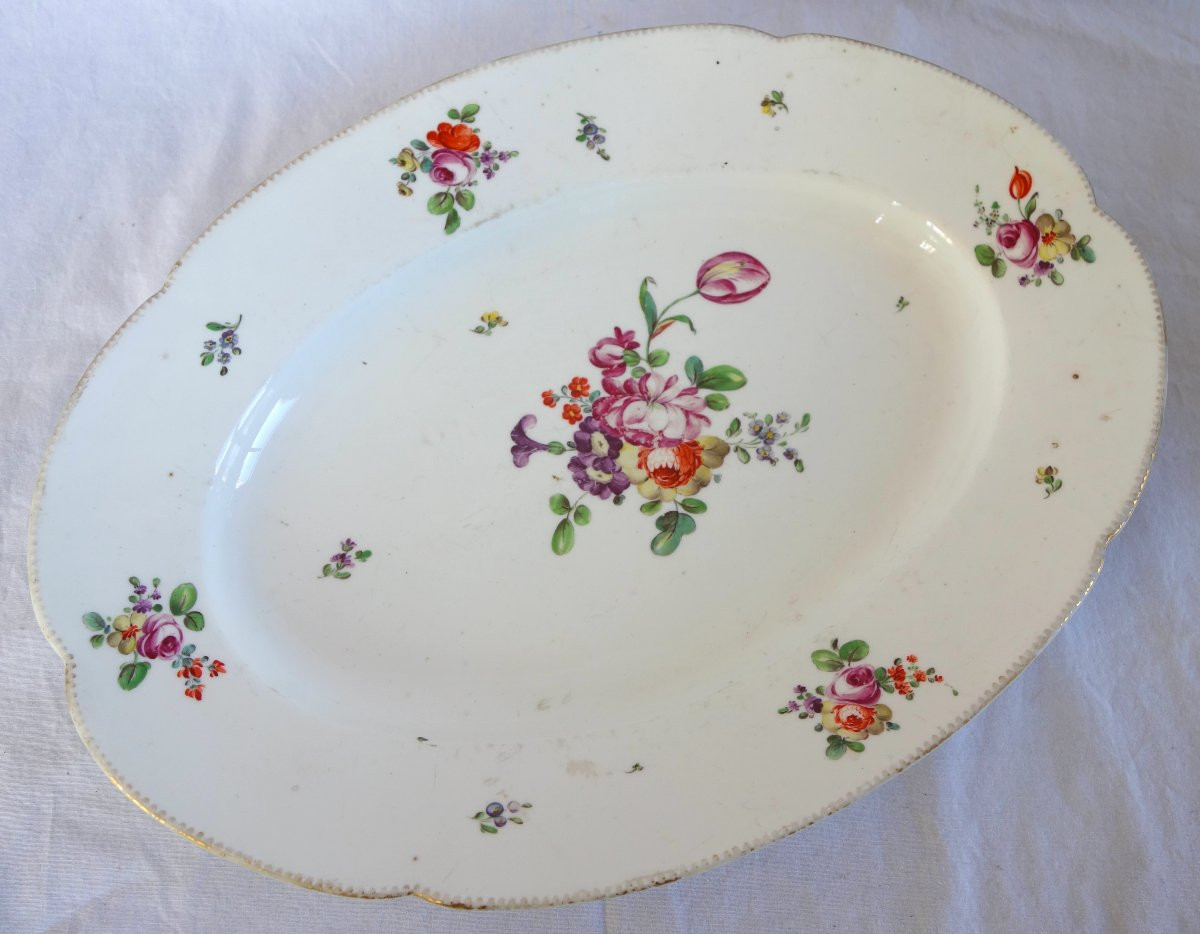 Manufacture Boissette  - 18e siècle - plat en porcelaine à décor floral polychrome - signé-photo-3