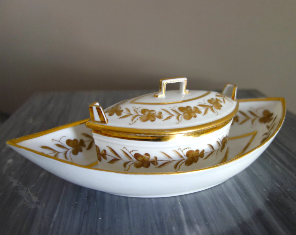 Beurrier en porcelaine de Paris d'époque Directoire fin XVIIIe dans le goût de Locré-photo-2