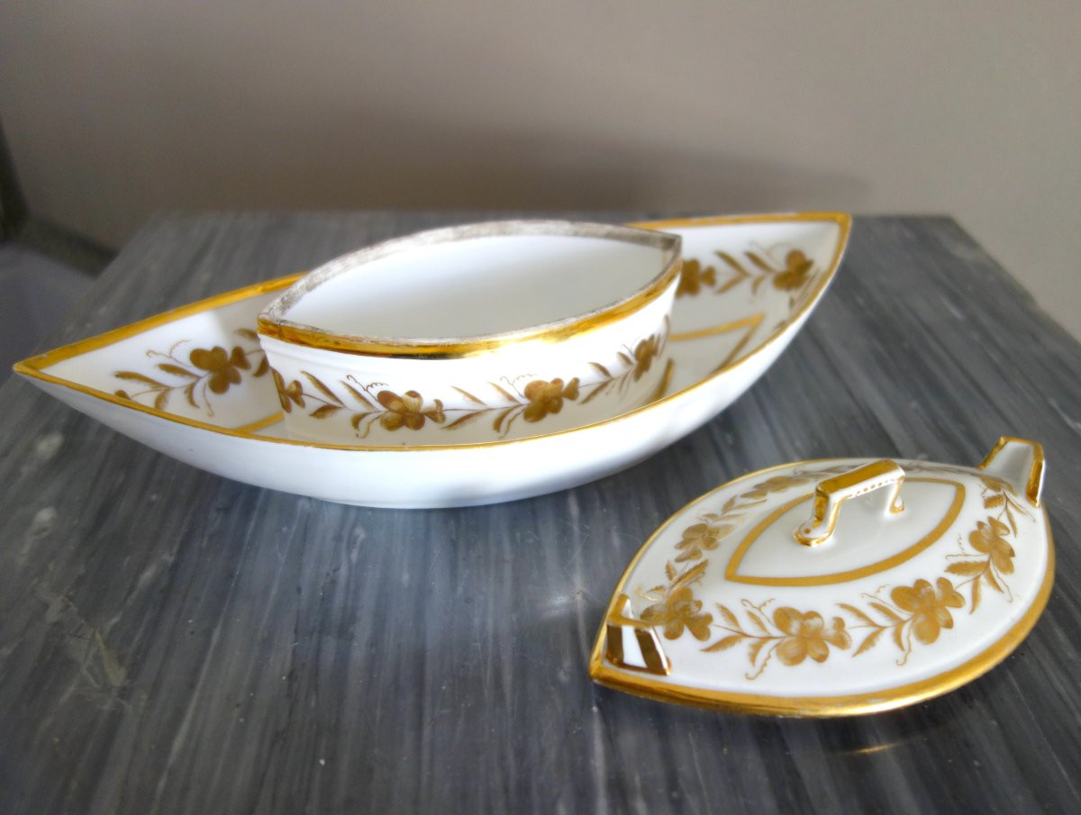 Beurrier en porcelaine de Paris d'époque Directoire fin XVIIIe dans le goût de Locré-photo-3