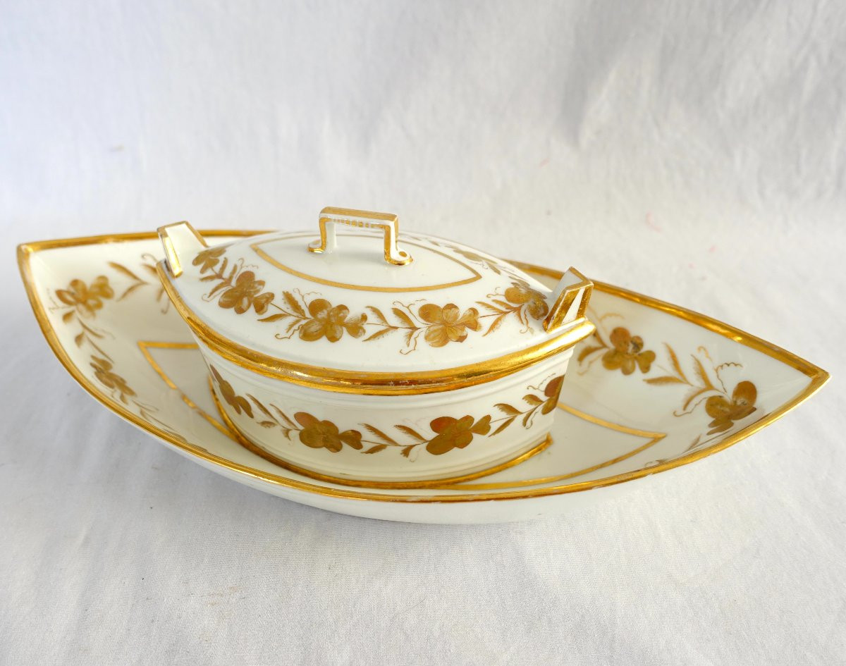 Beurrier en porcelaine de Paris d'époque Directoire fin XVIIIe dans le goût de Locré-photo-4