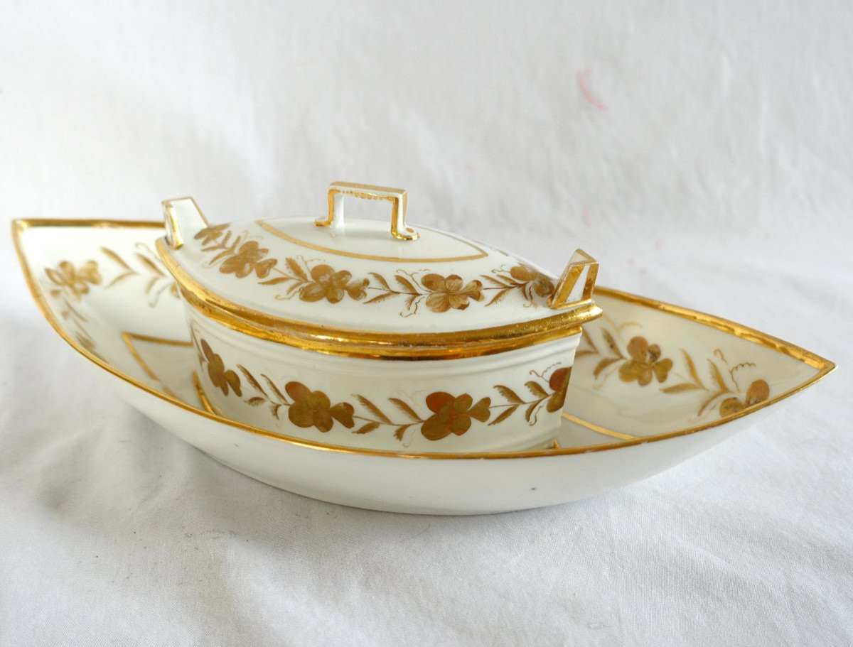 Beurrier en porcelaine de Paris d'époque Directoire fin XVIIIe dans le goût de Locré-photo-1