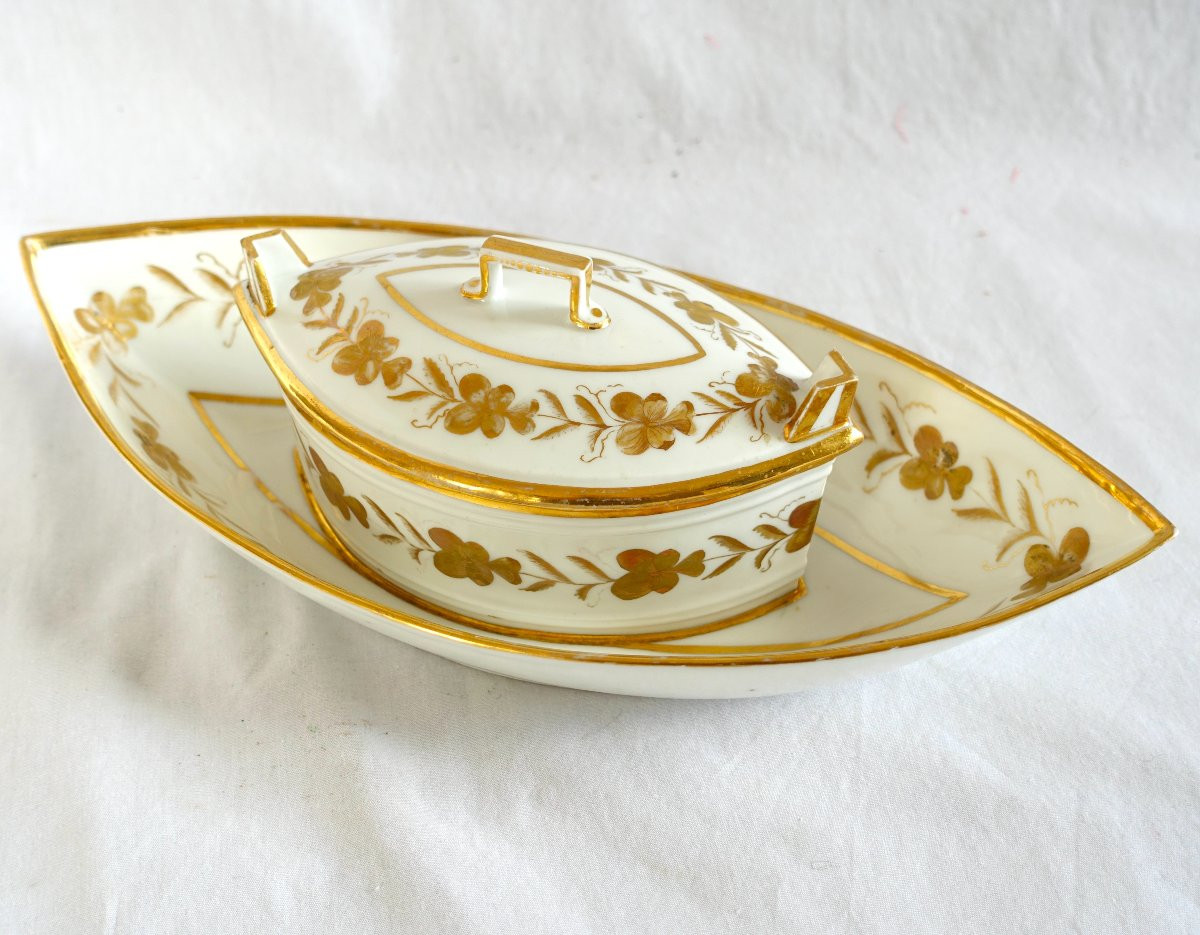 Beurrier en porcelaine de Paris d'époque Directoire fin XVIIIe dans le goût de Locré-photo-2