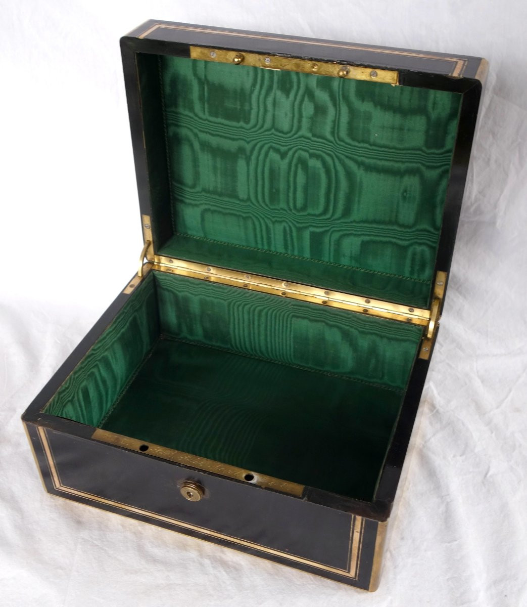 Couronne de Comte - Grand coffret / cassette à bijoux en ébène - époque 1850-photo-4