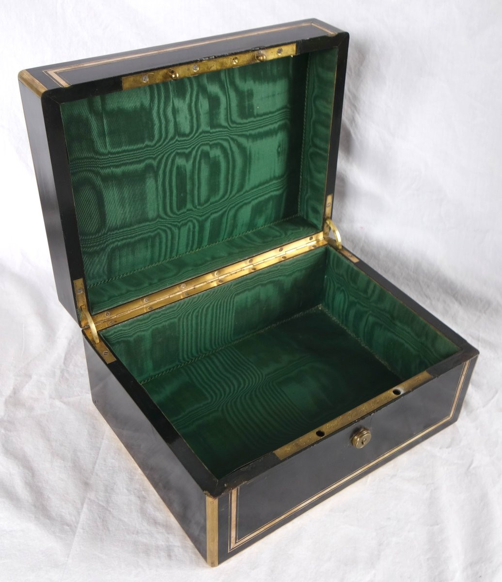 Couronne de Comte - Grand coffret / cassette à bijoux en ébène - époque 1850-photo-1