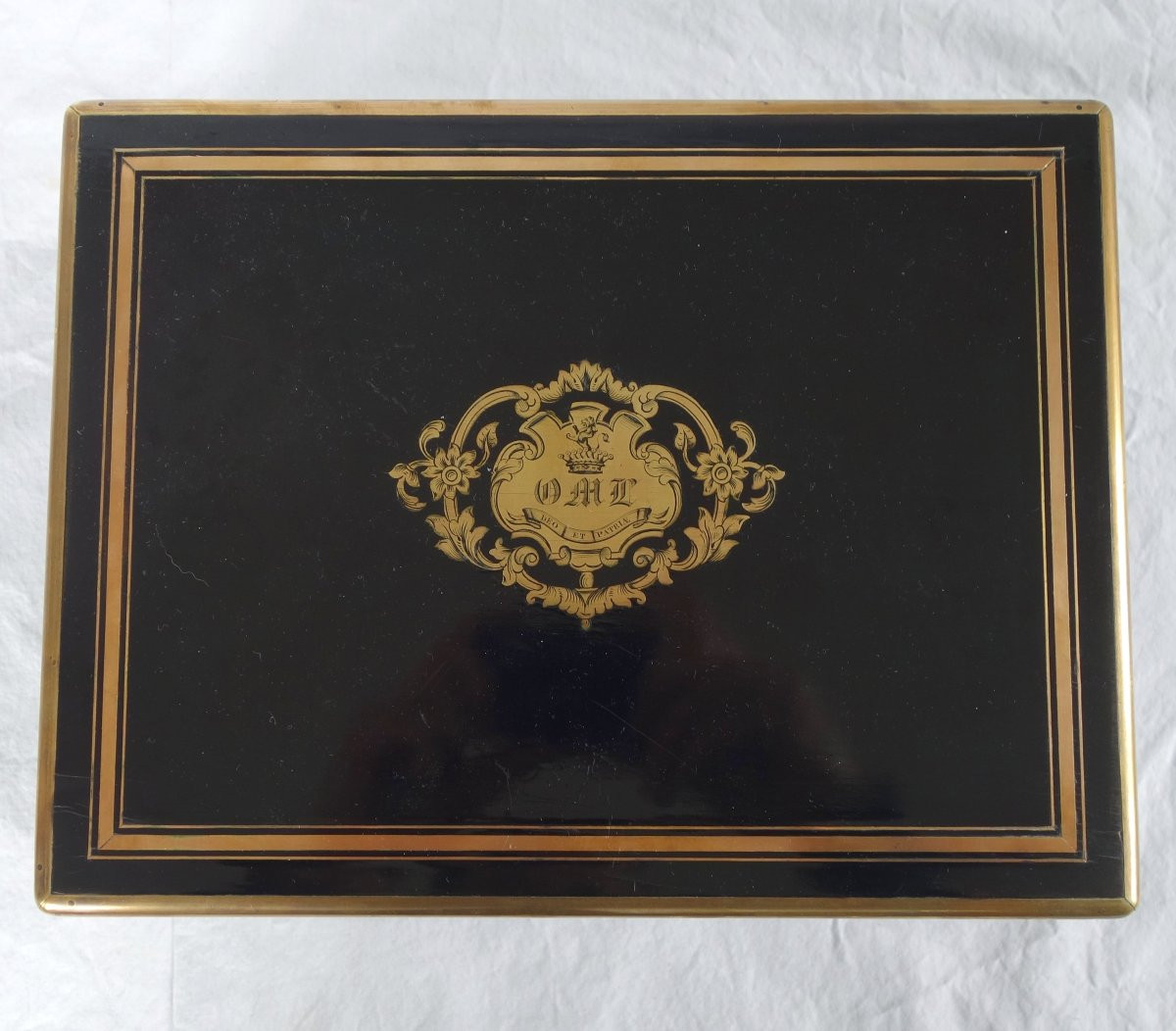 Couronne de Comte - Grand coffret / cassette à bijoux en ébène - époque 1850-photo-5