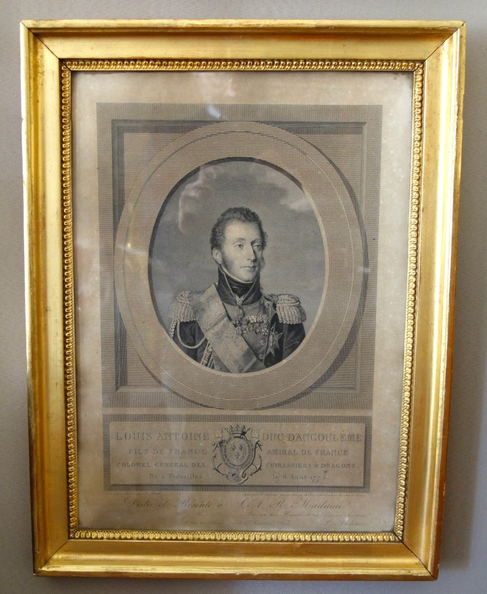 Royalist Engraving, Portrait Of Louis XIX, Dauphin Of France And Duke Of Angoulême -photo-2