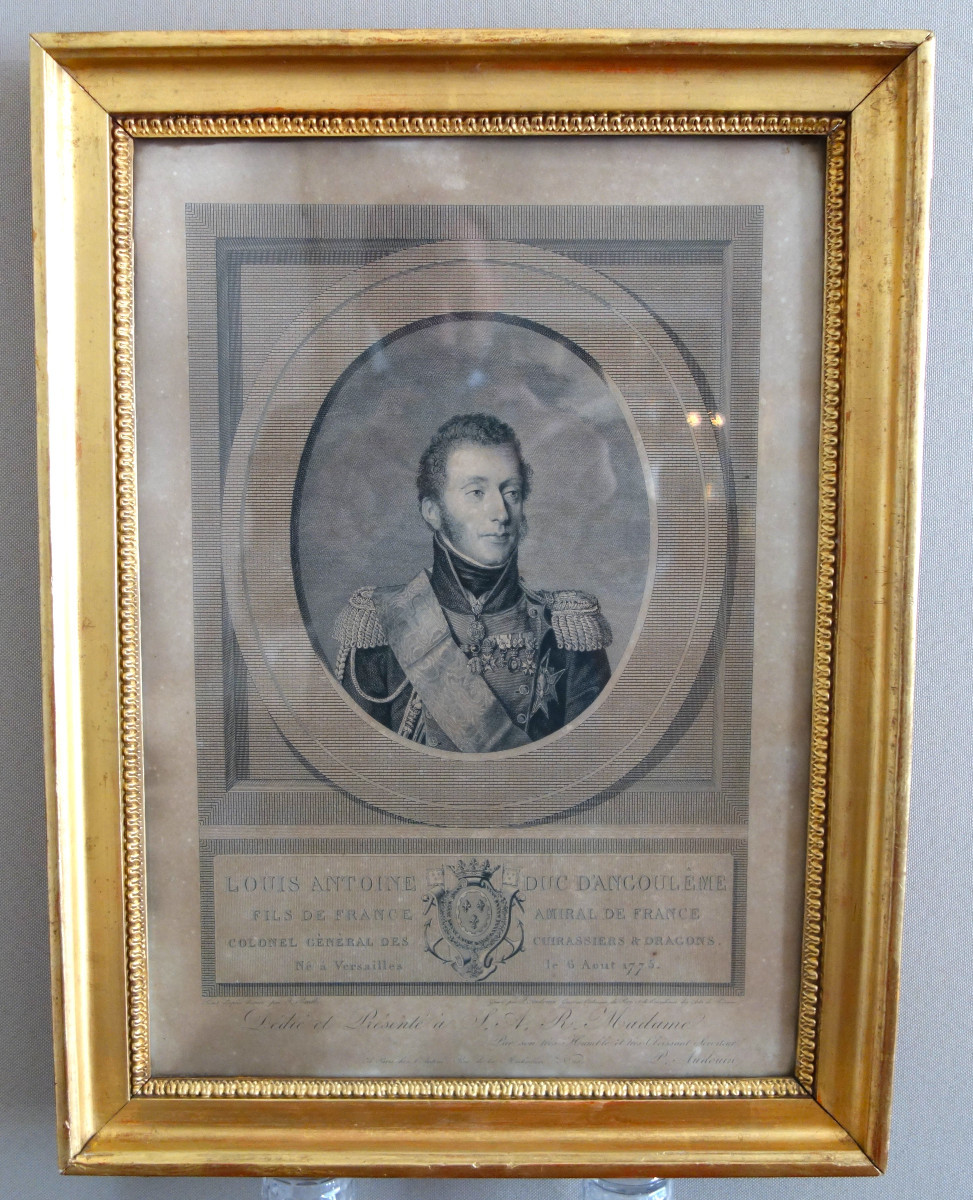 Royalist Engraving, Portrait Of Louis XIX, Dauphin Of France And Duke Of Angoulême 