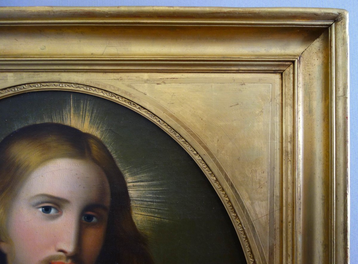 French School, Early 19th Century, The Sacred Heart Of Jesus, Oil On Canvas, Traditionalist-photo-2