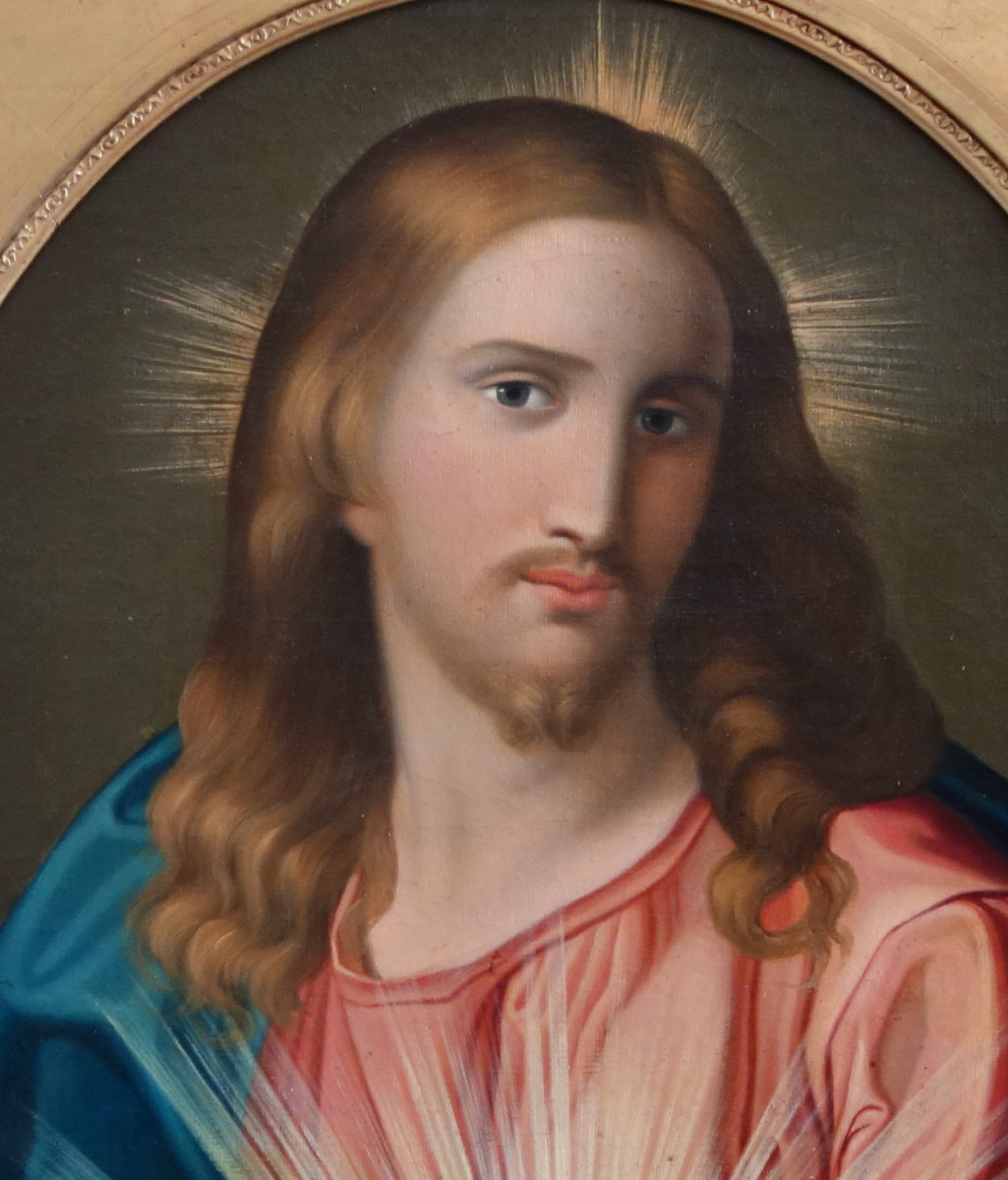 French School, Early 19th Century, The Sacred Heart Of Jesus, Oil On Canvas, Traditionalist-photo-8