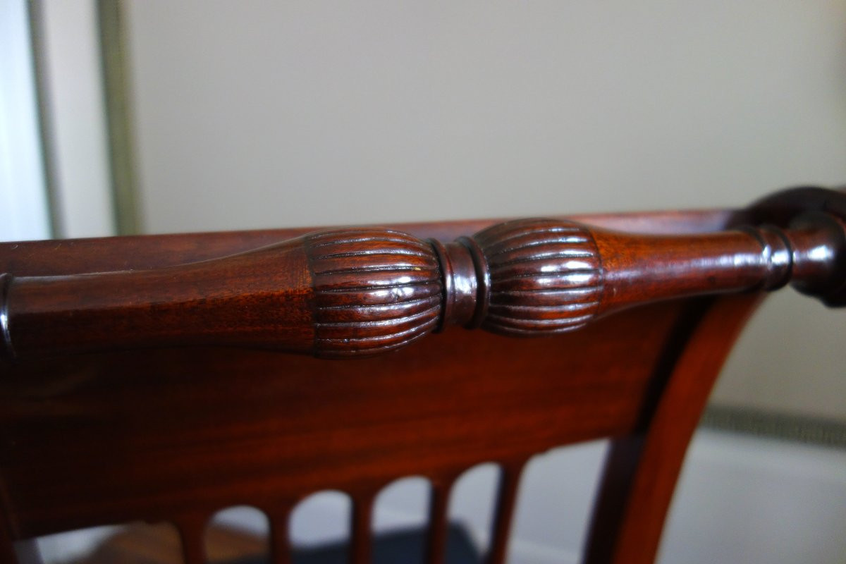 Georges Jacob - suite de 4 chaises à l'etrusque d'époque Directoire en acajou et crin de cheval-photo-6