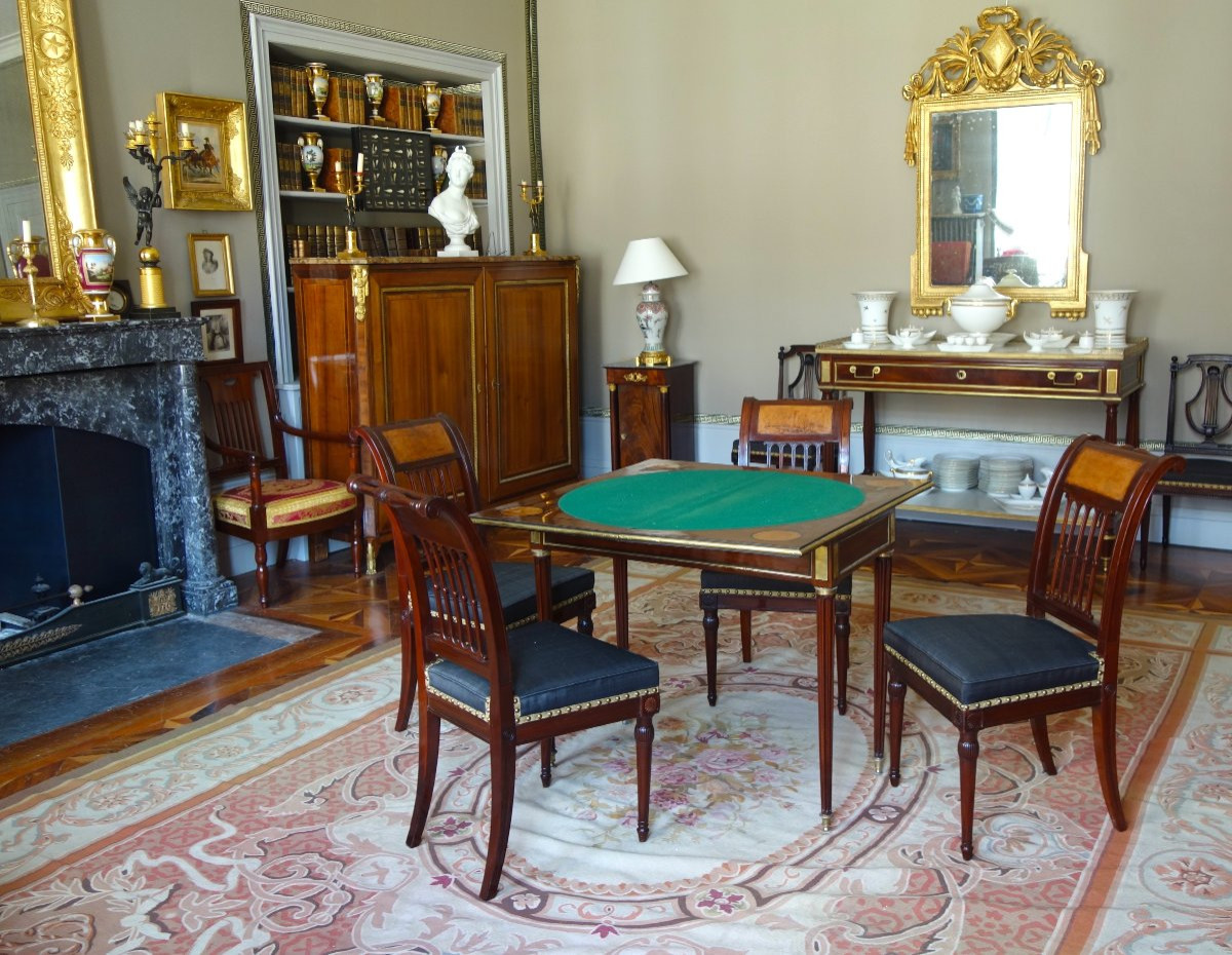 Georges Jacob - suite de 4 chaises à l'etrusque d'époque Directoire en acajou et crin de cheval-photo-8