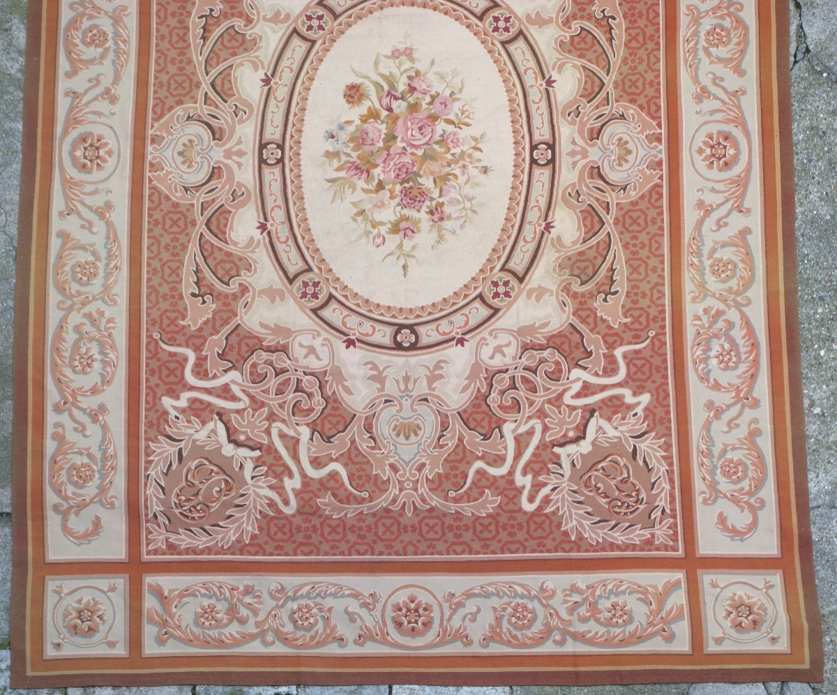 Large Aubusson Rug In Empire/restoration Style - 410cm X 300cm-photo-2