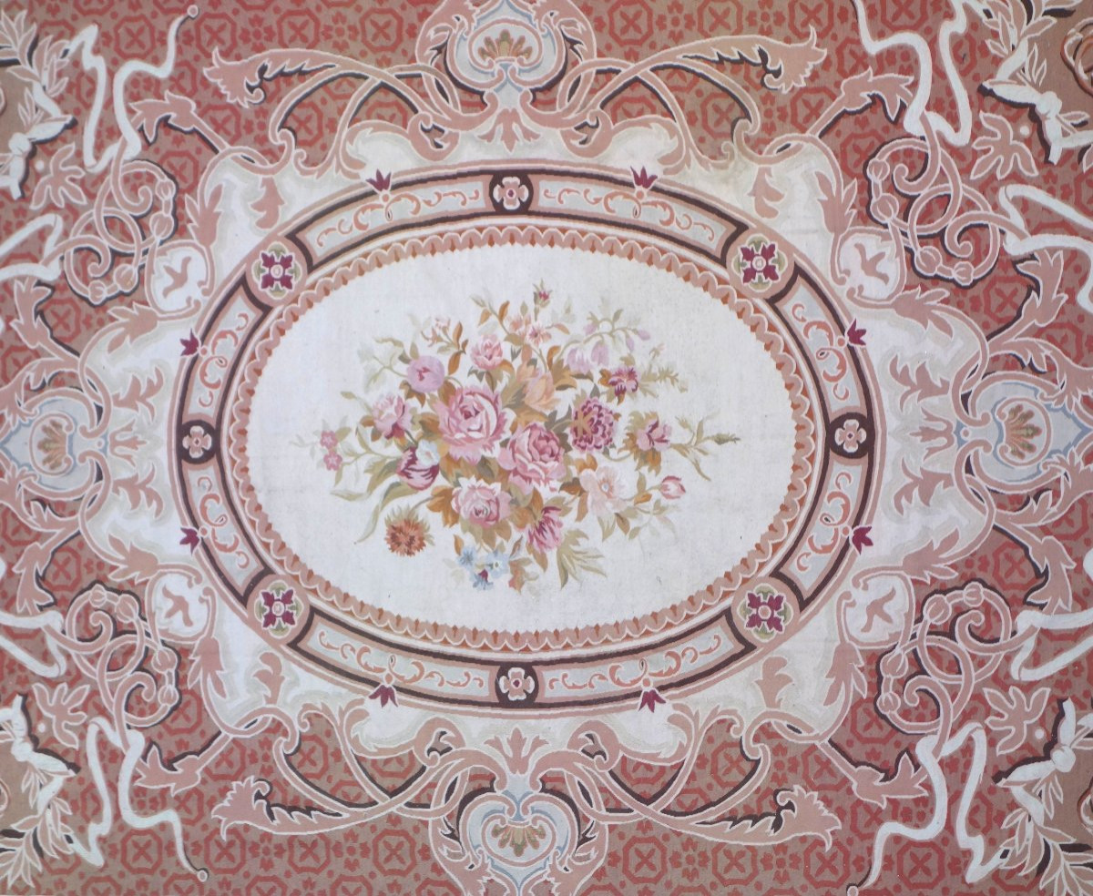 Large Aubusson Rug In Empire/restoration Style - 410cm X 300cm-photo-3