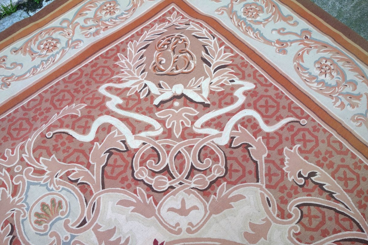 Large Aubusson Rug In Empire/restoration Style - 410cm X 300cm-photo-1