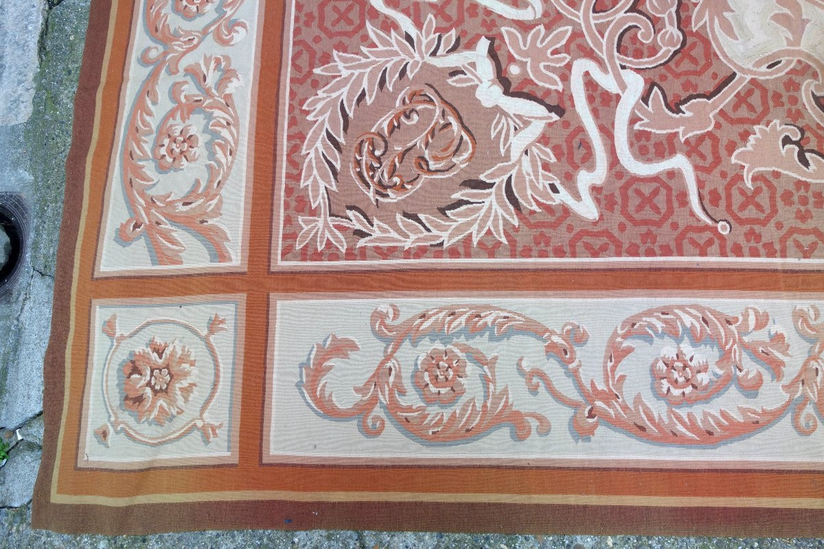 Large Aubusson Rug In Empire/restoration Style - 410cm X 300cm-photo-4