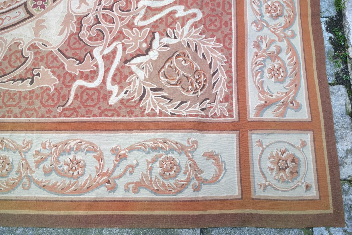 Large Aubusson Rug In Empire/restoration Style - 410cm X 300cm-photo-5
