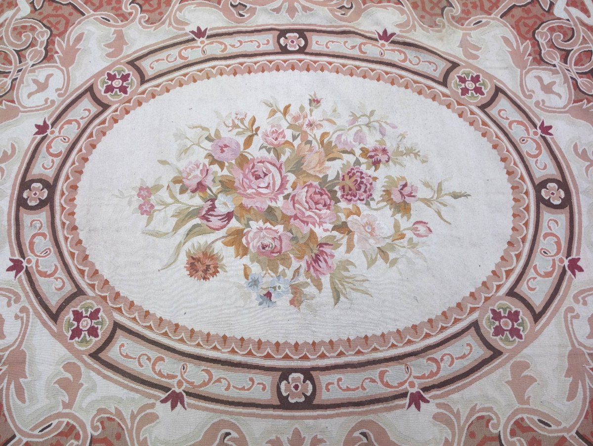 Large Aubusson Rug In Empire/restoration Style - 410cm X 300cm-photo-6