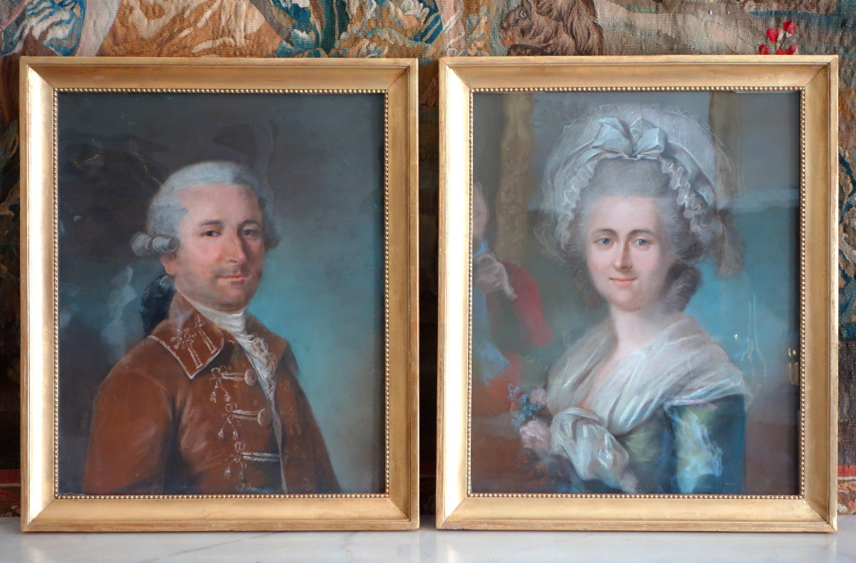 French School, 18th Century, Pair Of Louis XVI Period Pastel Portraits