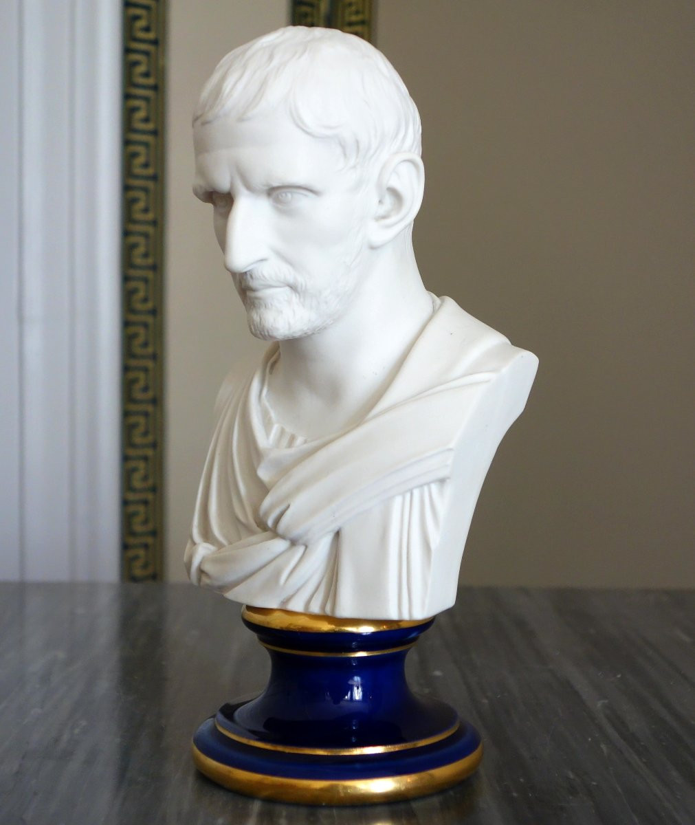 Manufacture Impériale de Sèvres - buste de Brutus en biscuit de Porcelaine - signé et daté 1867-photo-2
