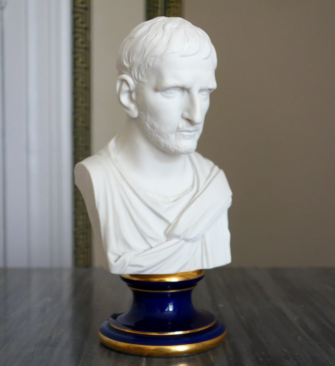 Manufacture Impériale de Sèvres - buste de Brutus en biscuit de Porcelaine - signé et daté 1867-photo-3