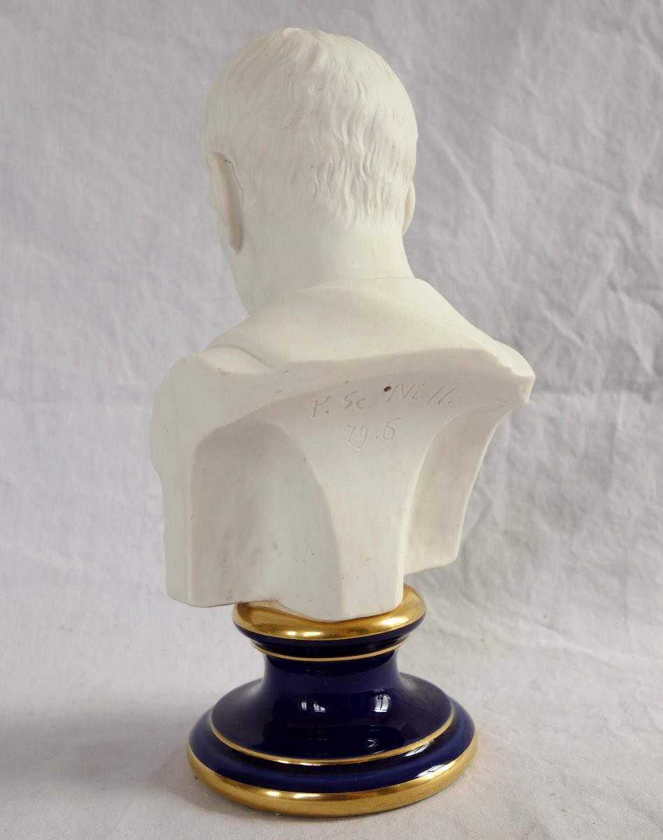 Manufacture Impériale de Sèvres - buste de Brutus en biscuit de Porcelaine - signé et daté 1867-photo-1