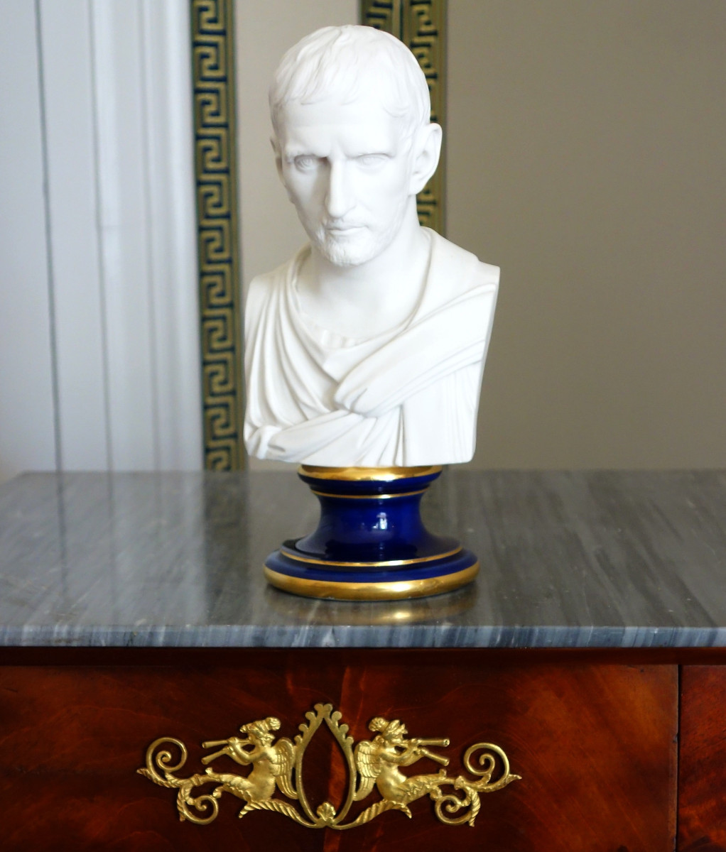Manufacture Impériale de Sèvres - buste de Brutus en biscuit de Porcelaine - signé et daté 1867