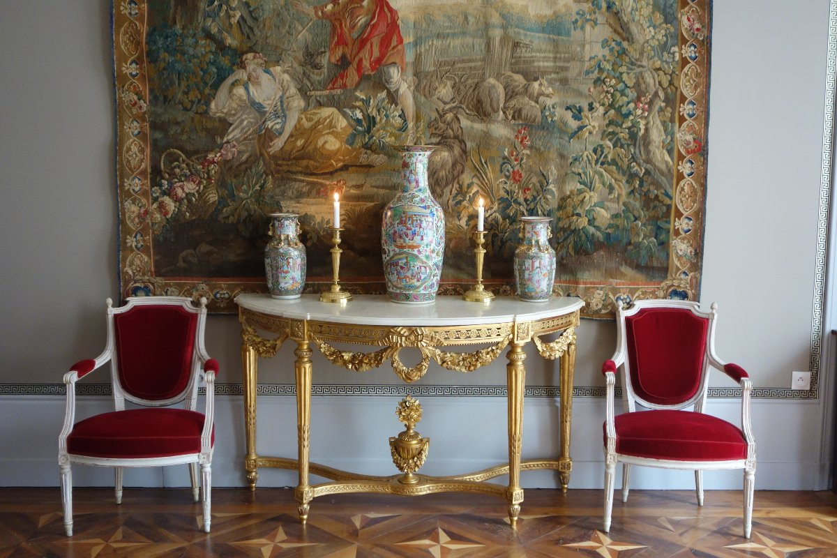 Paire de vases / potiches en porcelaine de Canton, Chine vers 1880 - 36cm-photo-7