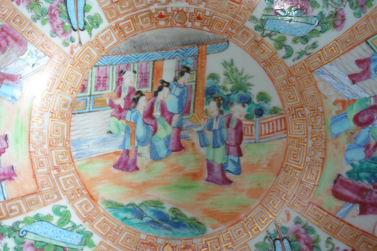 Grand bol à punch en porcelaine de Canton, Chine vers 1880-photo-3