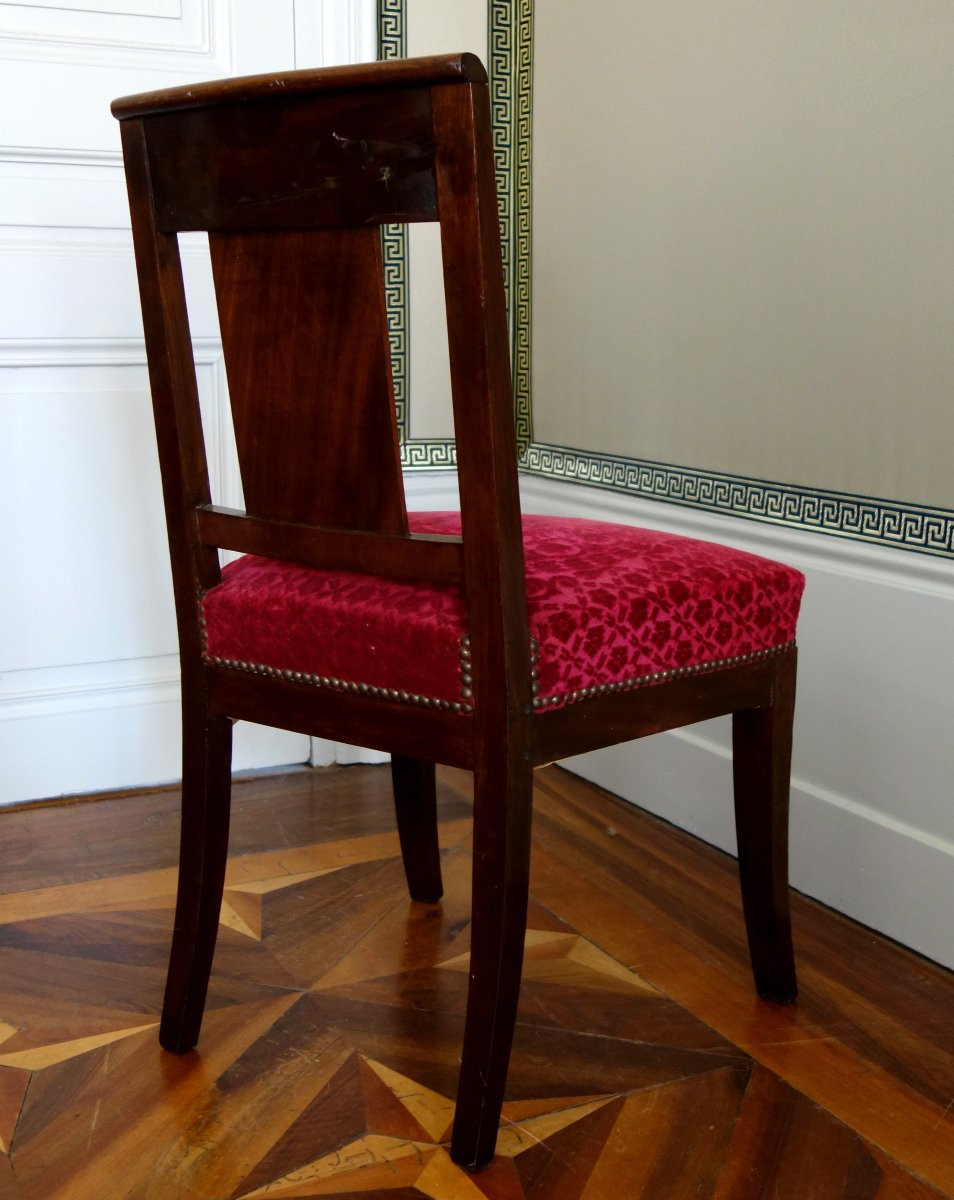 Paire de chaises d'époque Empire en acajou - velours frappé-photo-2