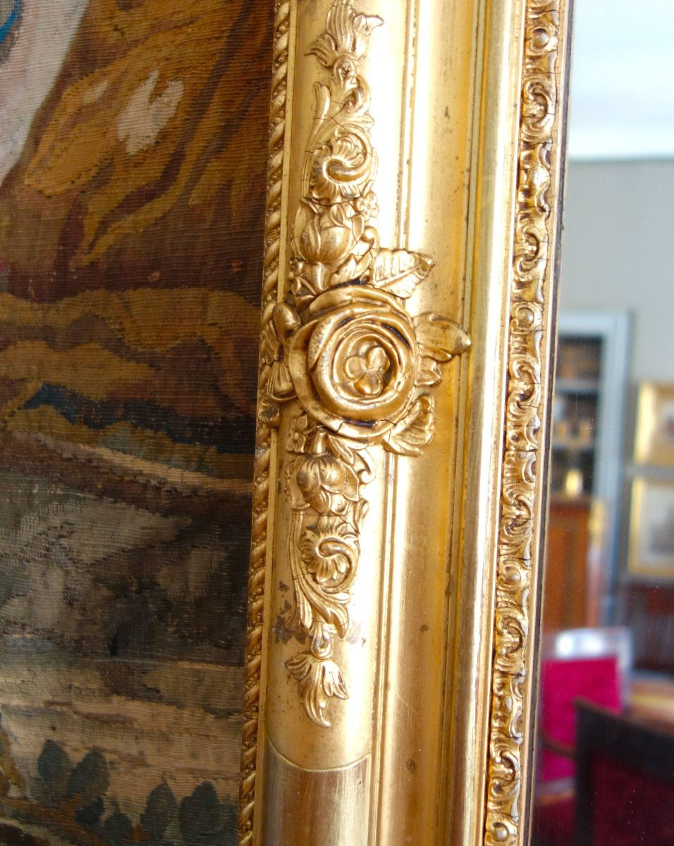 Petit Miroir de cheminée en bois doré de style Louis XV et d'époque Napoléon III - 108cm x 90cm-photo-2