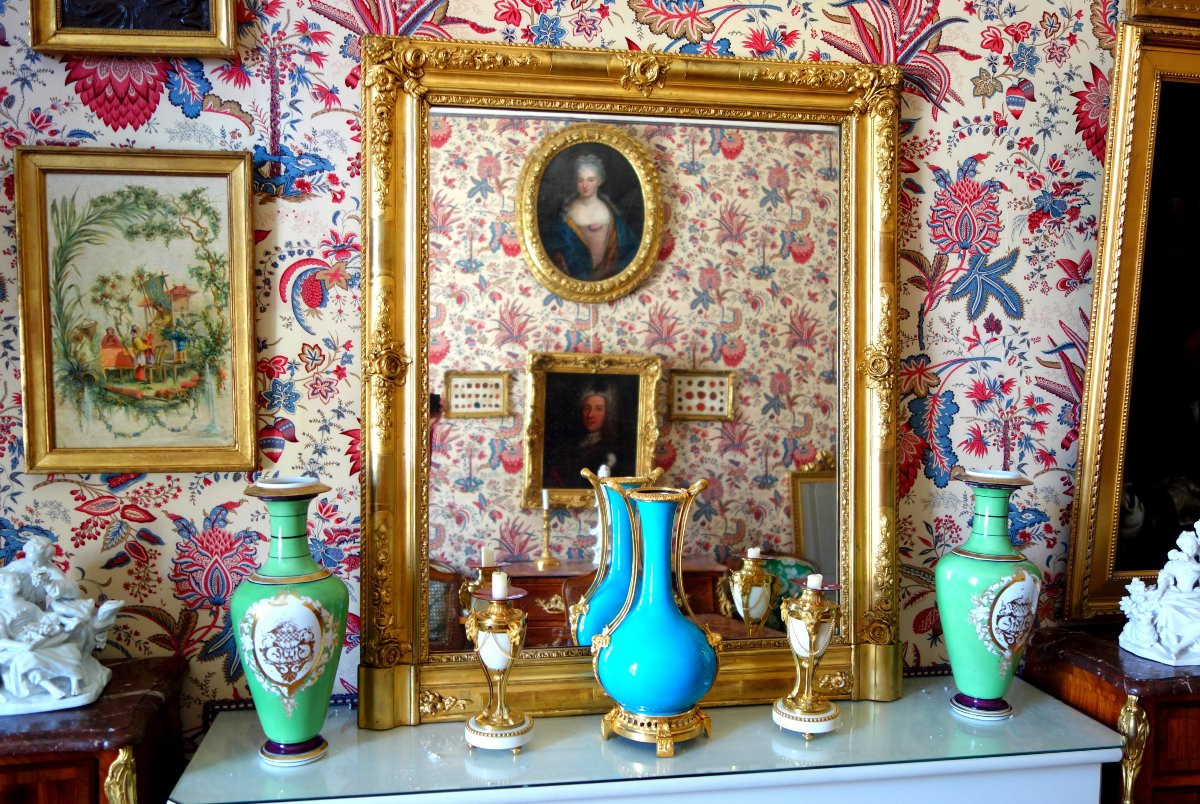 Petit Miroir de cheminée en bois doré de style Louis XV et d'époque Napoléon III - 108cm x 90cm-photo-7