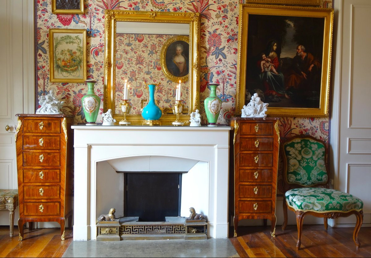 Petit Miroir de cheminée en bois doré de style Louis XV et d'époque Napoléon III - 108cm x 90cm-photo-8