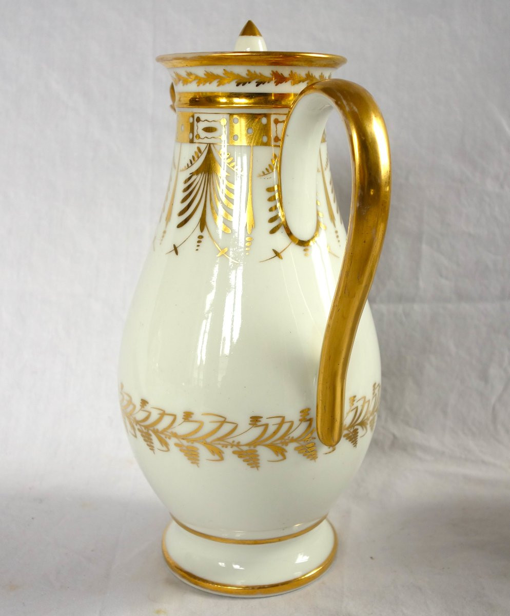 Paris Porcelain Coffee Set Gilt With Fine Gold For 12 Guests  - Empire Period - 17 Pieces-photo-4