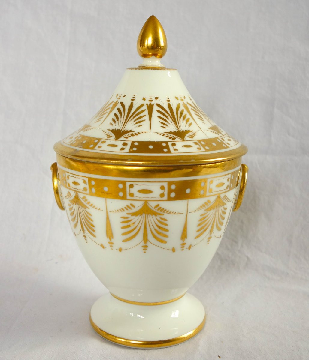 Paris Porcelain Coffee Set Gilt With Fine Gold For 12 Guests  - Empire Period - 17 Pieces-photo-2