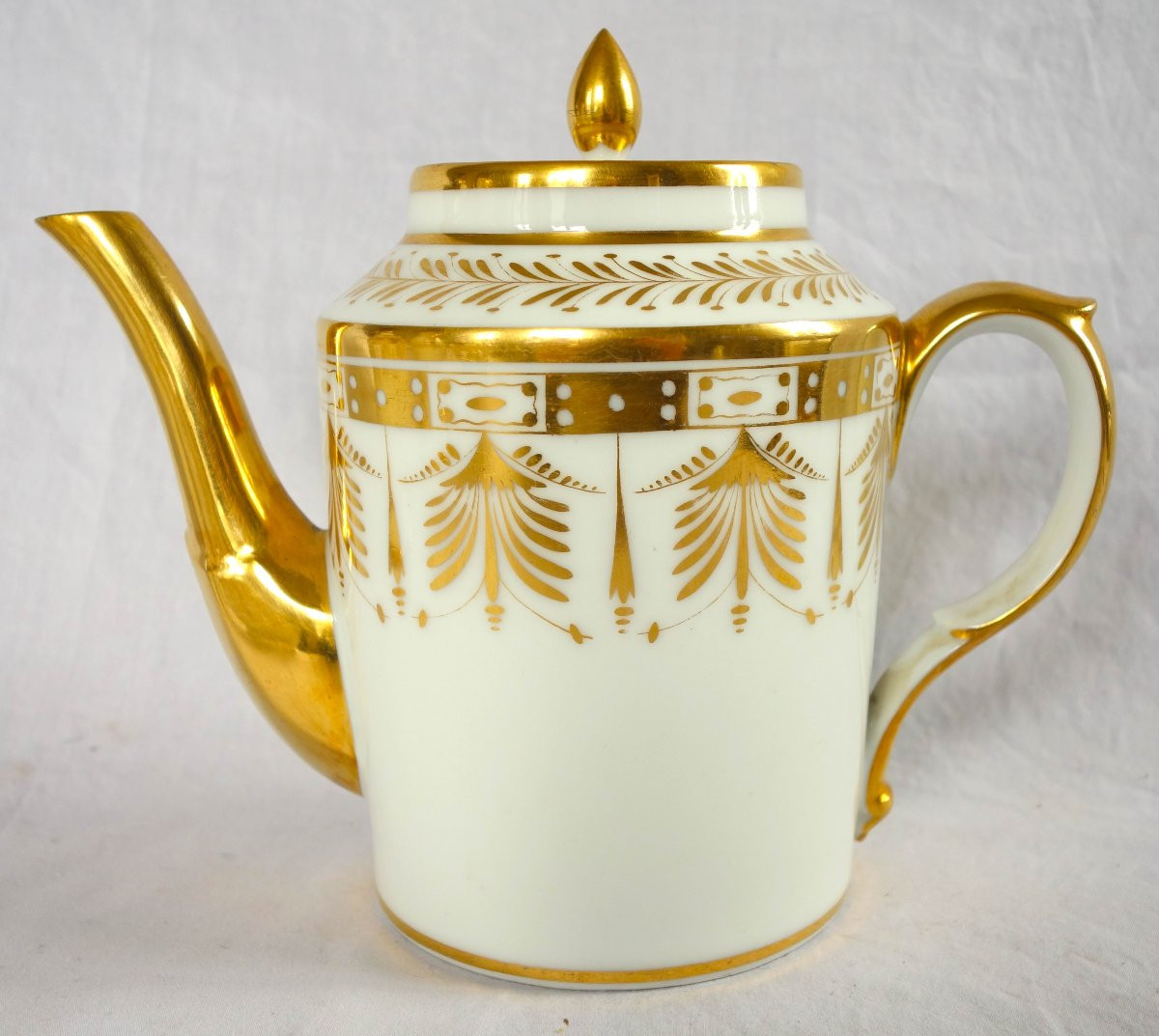 Paris Porcelain Coffee Set Gilt With Fine Gold For 12 Guests  - Empire Period - 17 Pieces-photo-4
