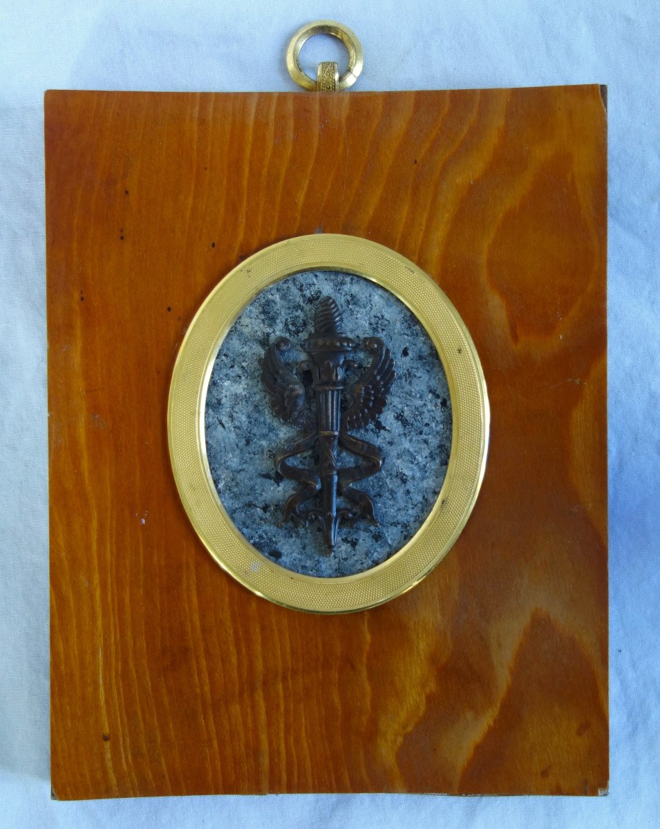 Caduceus - Miniature Souvenir Of The Grand Tour, Patinated Bronze On Granite Base-photo-3