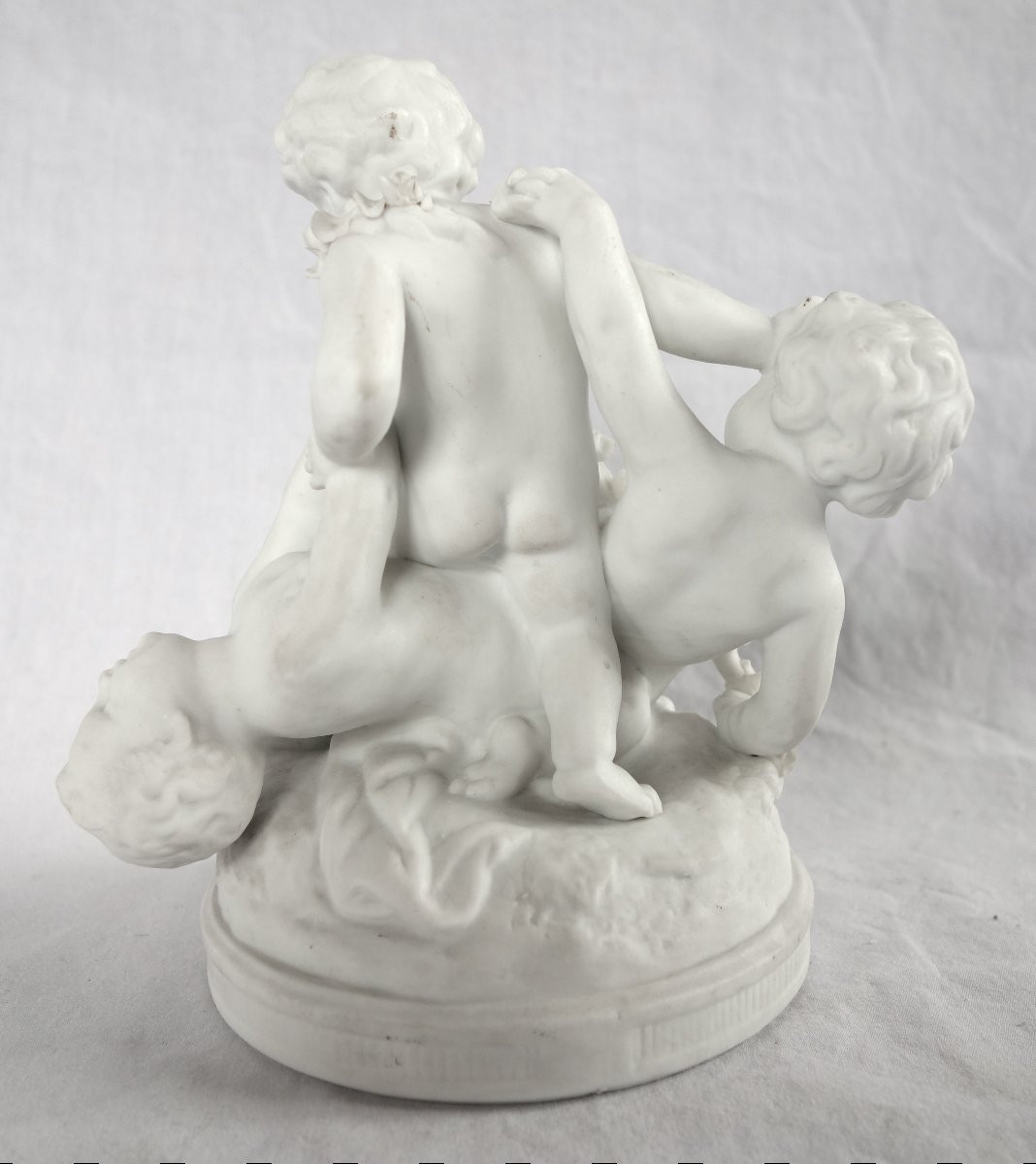 Pair Of Cookie Groups: Playing Putti - Louis XVI Style 19th Century-photo-1