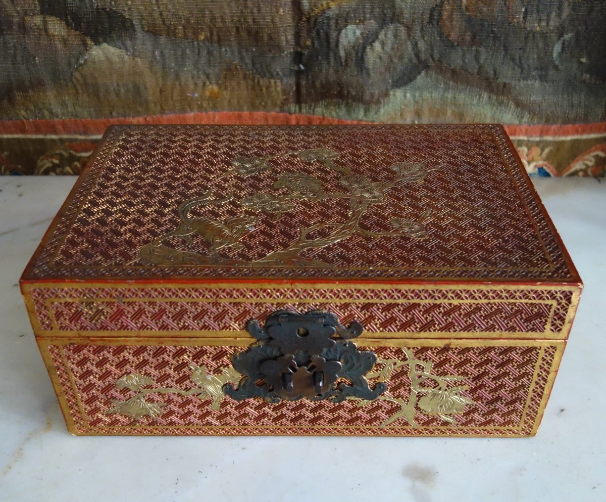 Chine - boite coffret en laque sculptée d'époque Qing - fin 19e début 20e siècle-photo-2