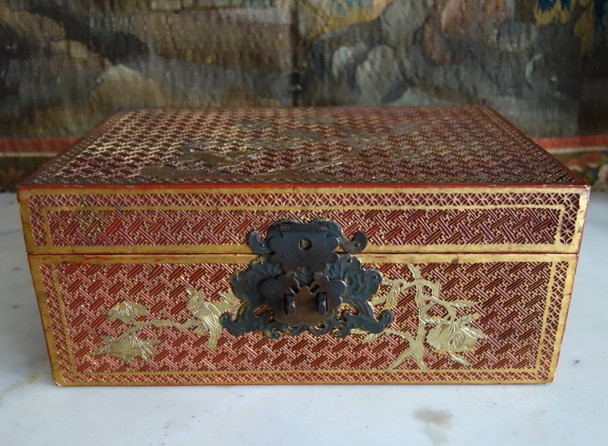 Chine - boite coffret en laque sculptée d'époque Qing - fin 19e début 20e siècle-photo-3