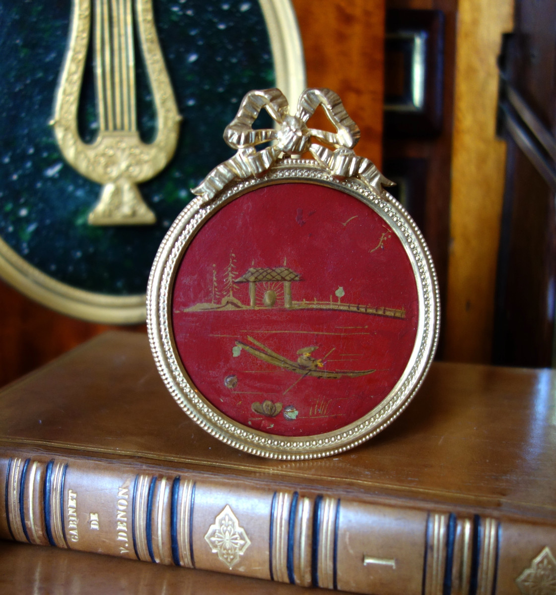 Chinese Miniature To Hang Or Stand - Bronze And Lacquer In The Chinese Style - Ca 1900