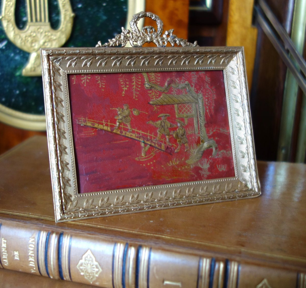 Chinese Miniature To Hang Or Stand - Bronze And Lacquer In The Chinese Style - Ca 1900-photo-2