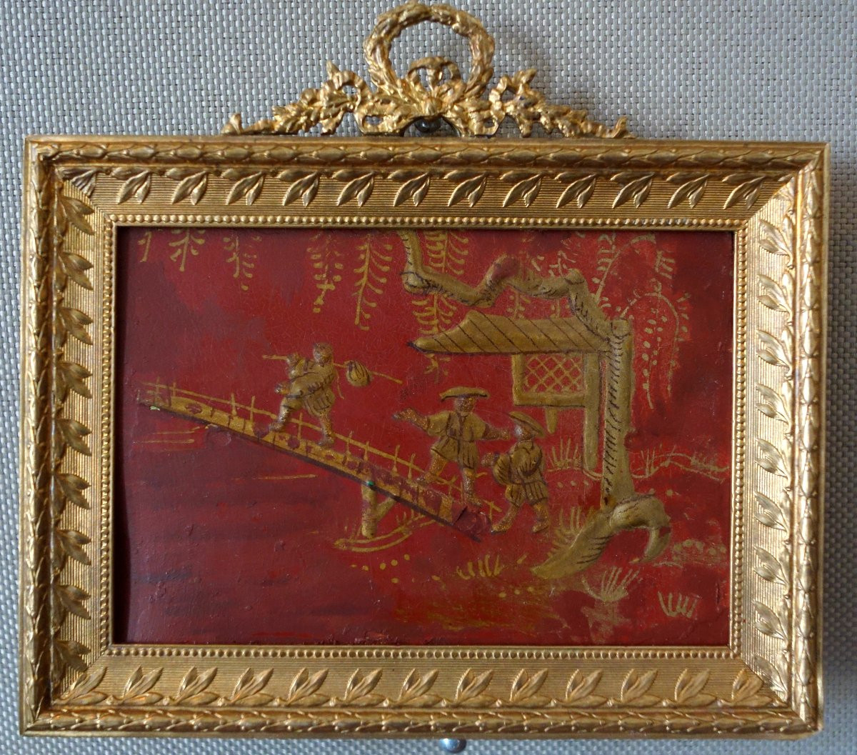 Chinese Miniature To Hang Or Stand - Bronze And Lacquer In The Chinese Style - Ca 1900-photo-3