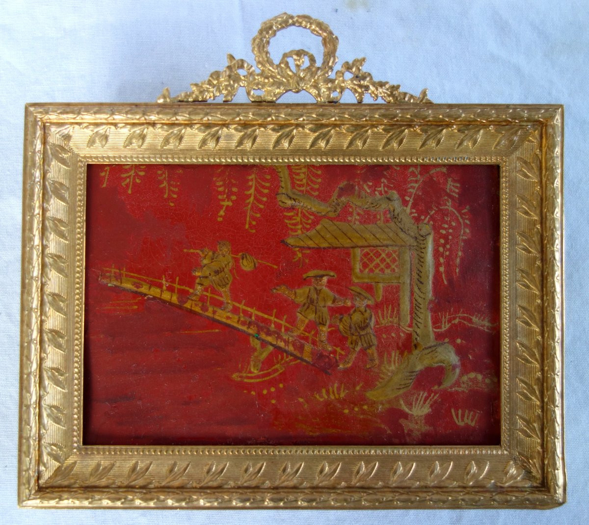 Chinese Miniature To Hang Or Stand - Bronze And Lacquer In The Chinese Style - Ca 1900-photo-4